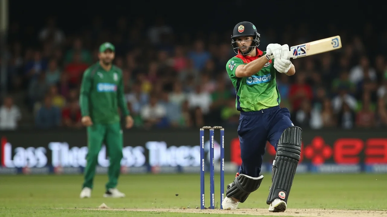 Cricket batter stepping into a shot during a Hundred Women's match